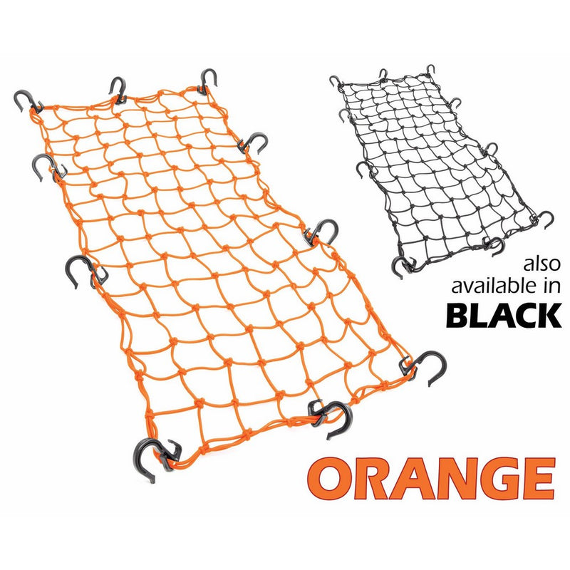 Powertye 15"x30" Mfg Large Cargo Net featuring 10 Adjustable Hooks & Tight 2"x2" Mesh, Orange
