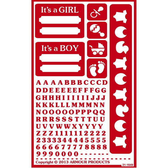 Armour Products Over N Over Glass Etching Stencil, 5-Inch by 8-Inch, It's a Boy It's a Girl