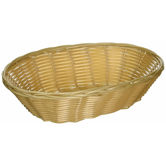 Set of 12, Woven and Bread Natural Color Basket, Oval, 9-1/2-inch