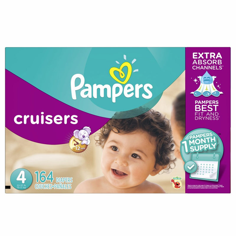 Pampers Cruisers Disposable Diapers Size 4, 164 Count, ONE MONTH SUPPLY