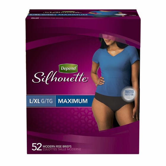 Depend Silhouette Incontinence Underwear for Women, Maximum Absorbency, L/XL, Black