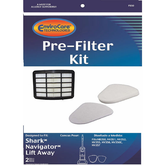 EnviroCare Replacement Vacuum Filters for Shark Navigator Lift Away Models. 1 HEPA Filter and 2 Washable Foam and Felt Pre-Filters