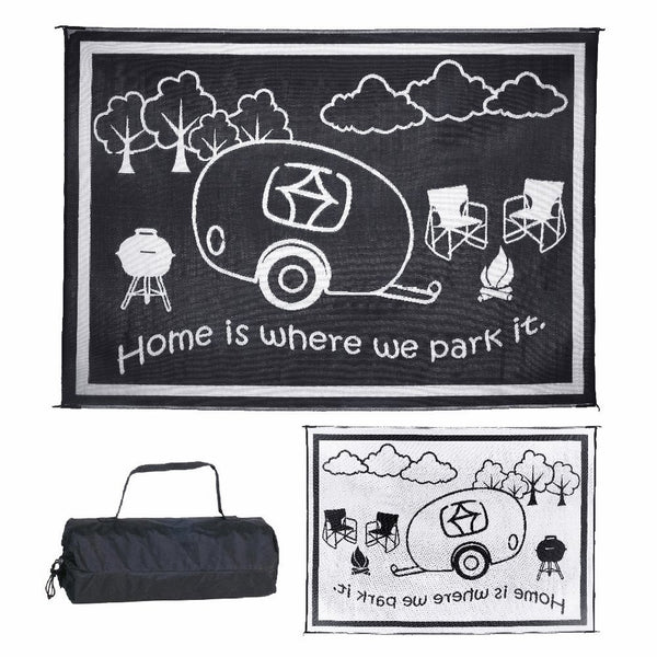 Stylish Camping RH8111 Black/White 8-Feet x 11-Feet RV Home Mat