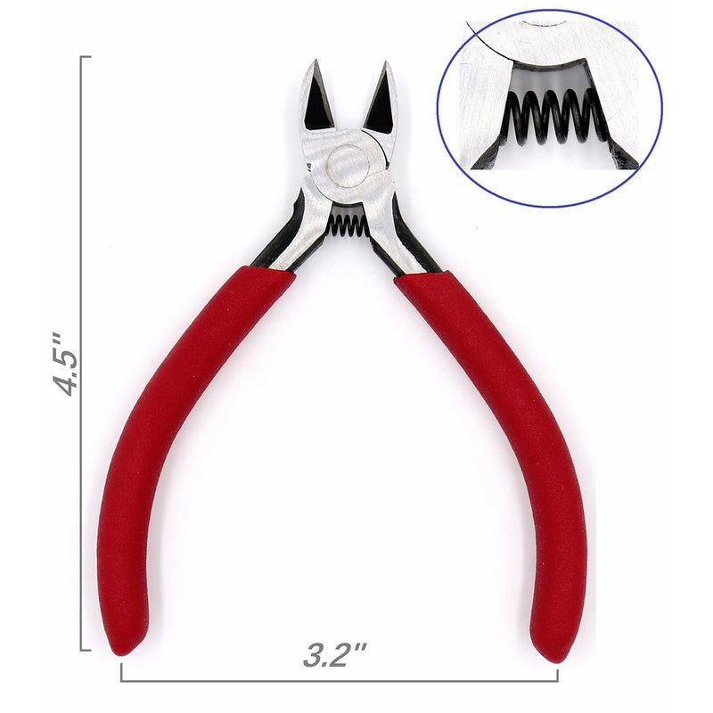 iexcell 4.5" Side Cutter Diagonal Wire Cutting Pliers Nippers Repair Tool, Red, Anti-Slip