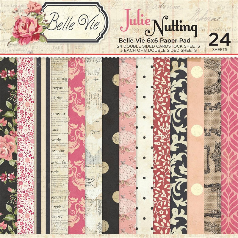 Photo Play Paper BV2211 Julie Nutting Belle Vie Double-Sided Paper Pad (24 Pack), 6" by 6", Multicolor