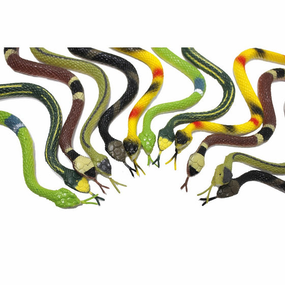 Fun Central AU077 14 inch, Toy Rubber Snake, Rubber Snake, Snake Toys, Snake Toy, Rubber Snakes, Rubber Snakes for Garden, Kids, Party Favors and more,12 count