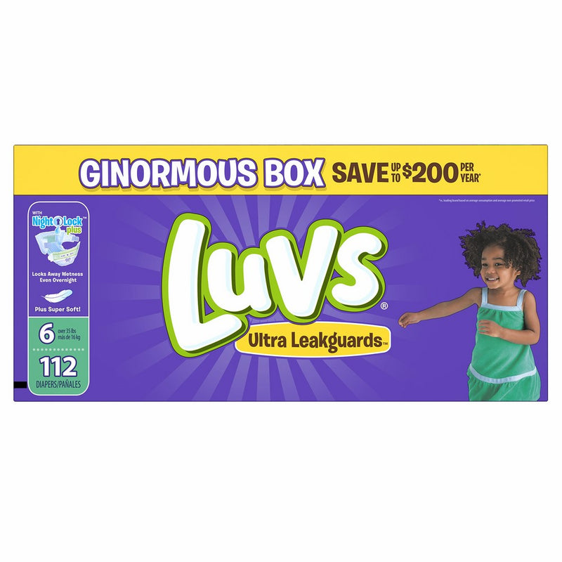 Luvs Ultra Leakguards Disposable Diapers Size 6, 112 Count, ONE MONTH SUPPLY