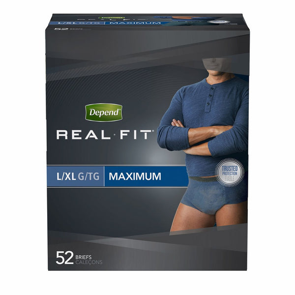 Depend Real Fit Incontinence Underwear for Men, Maximum Absorbency, L/XL, Blue