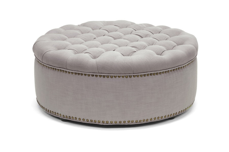 Baxton Studio Iglehart Beige Linen Modern Tufted Ottoman