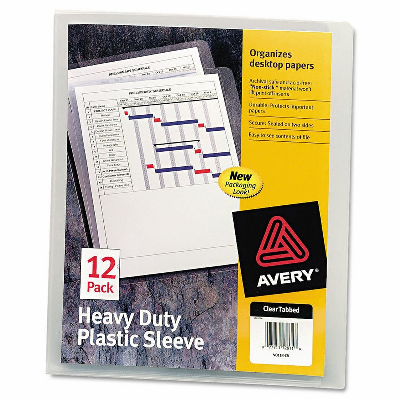 Avery 72611 Heavy-Duty Plastic Sleeves, Letter, Polypropylene, Clear (Pack of 12)