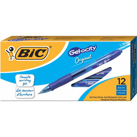 BIC Gel-ocity Original Retractable Gel Pen, Medium Point (0.7 mm), Blue, 12-Count