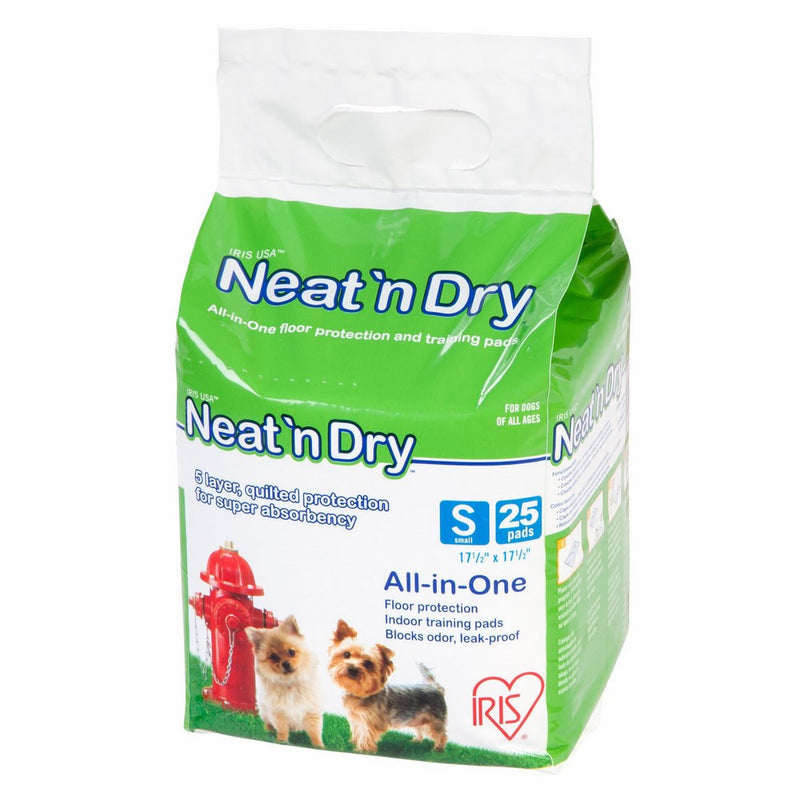 IRIS Neat 'n Dry Premium Pet Training Pads, Small, 17.5" x 17.5", 25 Count