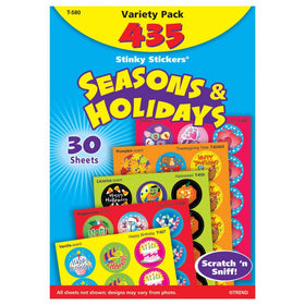 Trend Enterprises Large Round Stinky Stickers Seasonal and Holiday Variety Pack - Pack of 432
