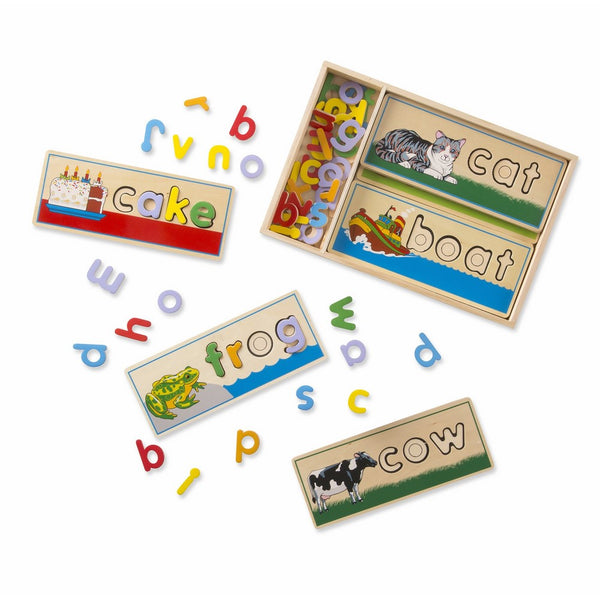 Melissa & Doug See & Spell Wooden Educational Toy With 8 Double-Sided Spelling Boards and 50 Letters