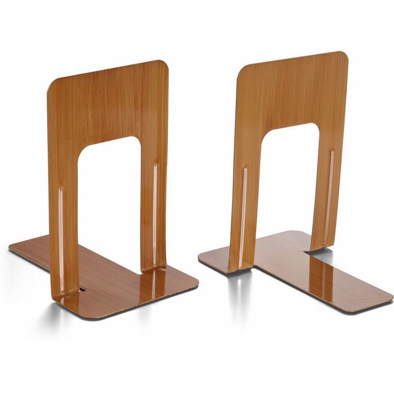 officemate Bookends, Non-Skid Base, 1 Pair, 5.875 x 8.25 x 9 Inches, Wood Grain(93054)