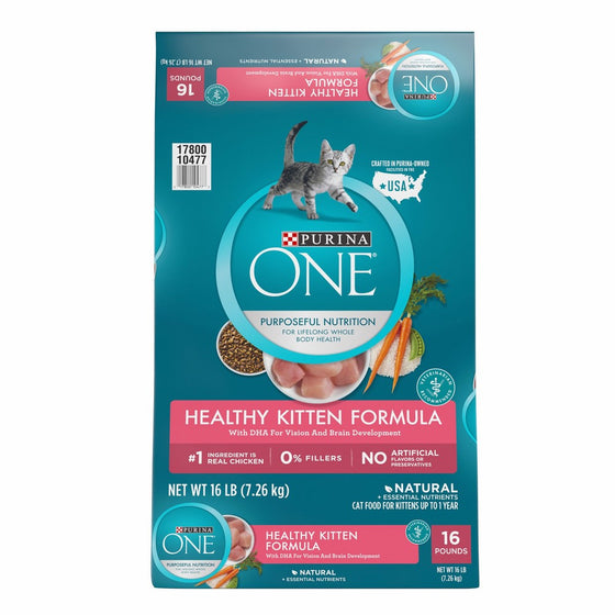 Purina ONE Healthy Kitten Formula Dry Kitten Food - 16 lb. Bag