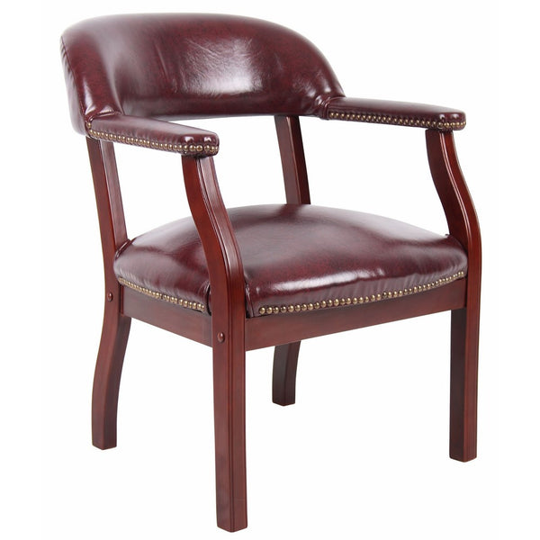 Boss Captain's Chair In Burgundy Vinyl