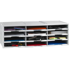 Storex 12-Compartment Literature Organizer/Document Sorter, Grey (61601U01C)