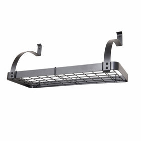 Rack It Up Bookshelf Wall Rack with 8 Hooks, Steel Gray Hammertone