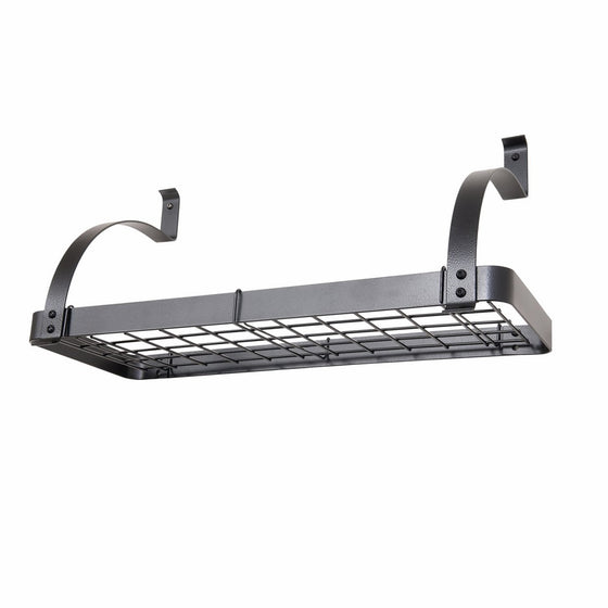 Rack It Up Bookshelf Wall Rack with 8 Hooks, Steel Gray Hammertone