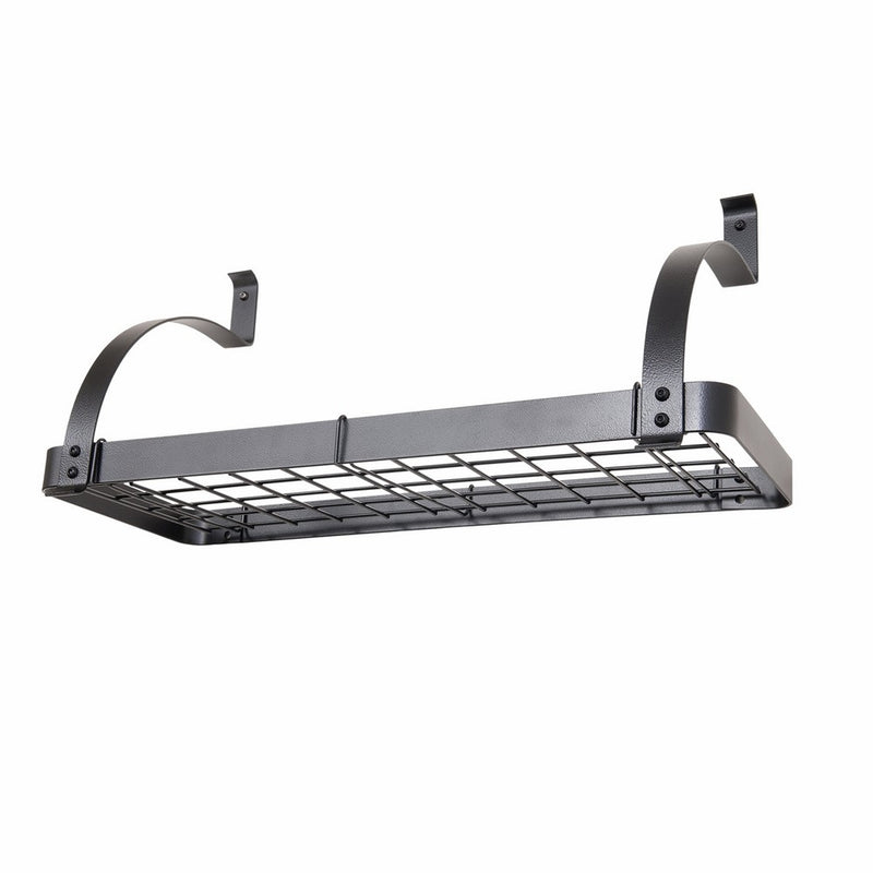 Rack It Up Bookshelf Wall Rack with 8 Hooks, Steel Gray Hammertone