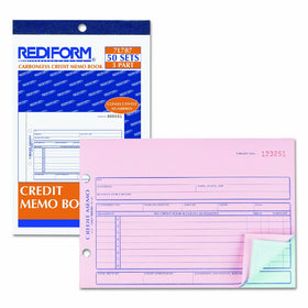 REDIFORM Credit Memo, Carbonless Triplicate, 5.5 x 7.87" 50 Sets per Book (7L787)