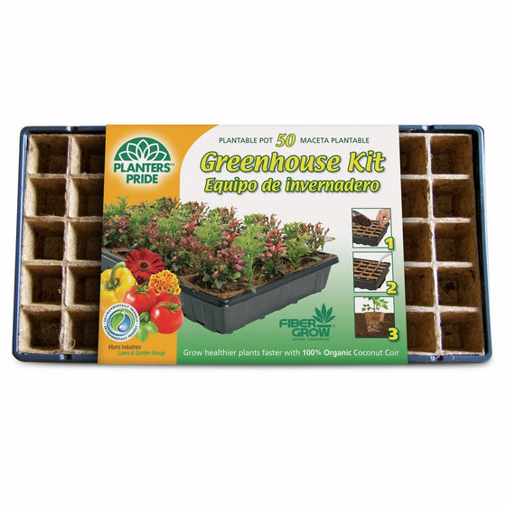 Planters Pride RZG50170 Fiber Grow Coconut Greenhouse Starter Kit, 50 Pots