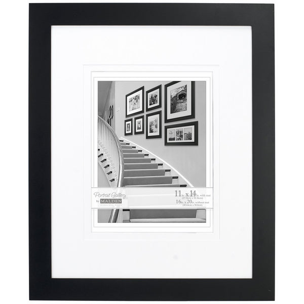 Malden 16x20 Matted Picture Frame - Made to Display Pictures 11x14 with Mat, or 16x20 without Mat -Black