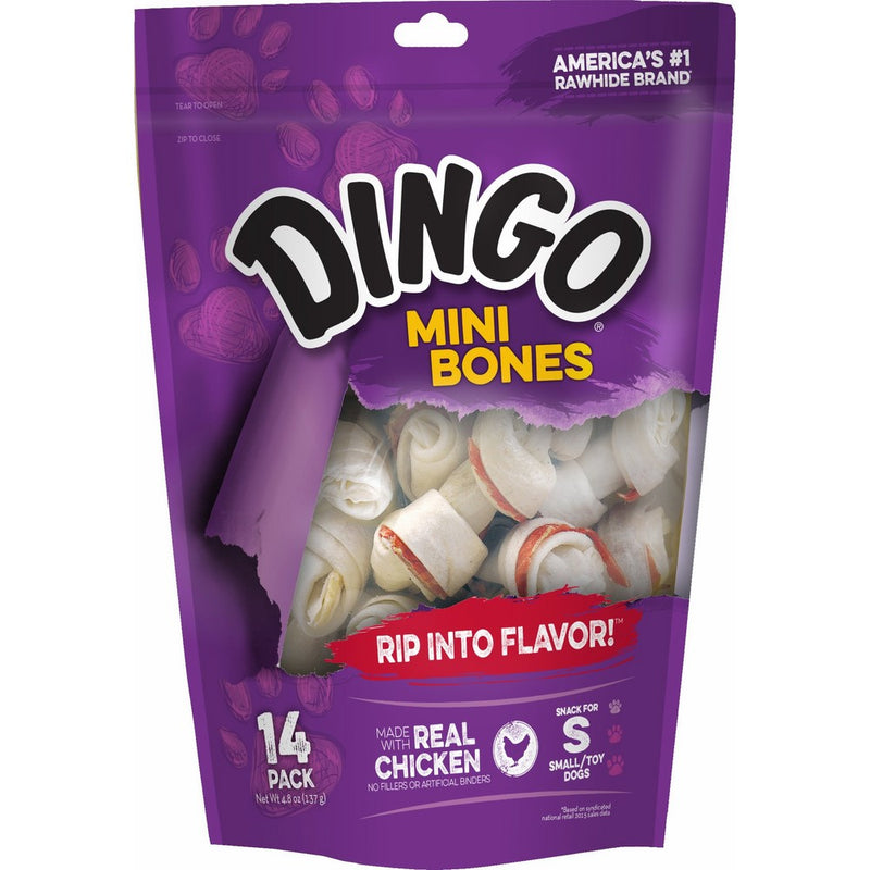 Dingo Mini Bones, Rawhide for Small/Toy Dogs, 14-Count