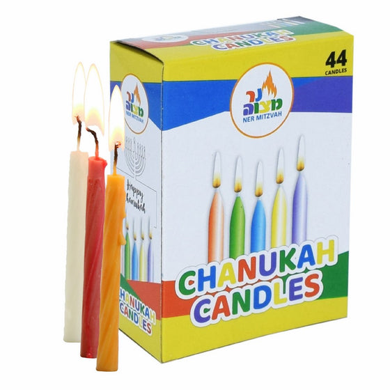 Colorful Chanukah Candles - Standard Size Fits Most Menorahs - Premium Quality Wax - Assorted Colors - 44 Count For All 8 Nights of Hanukkah - by Ner Mitzvah