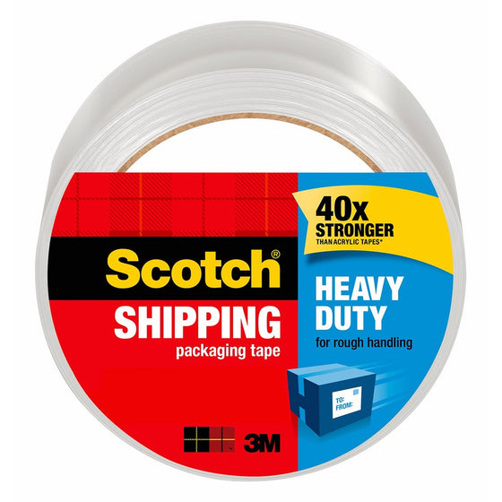 Scotch Heavy Duty Shipping Packaging Tape, 1.88 x 65.6 Yards, Clear (3850-60)