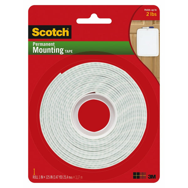 Scotch Permanent Mounting Tape, 1 Inch x 125 Inches