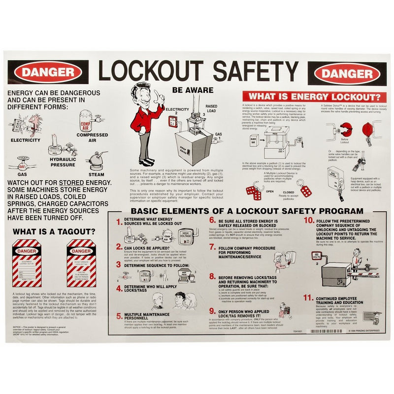 Brady Laminated Lockout Safety Poster, 18" Height x 24" Width - 45636
