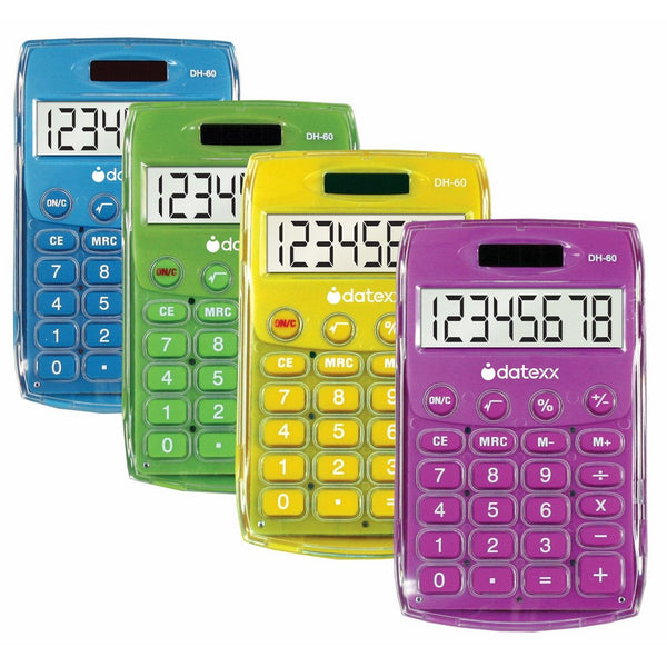 Datexx DH-60-C Ice Color Dual Power Handheld Calculator