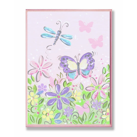 The Kids Room by Stupell Pastel Butterfly and Dragonfly Rectangle Wall Plaque