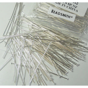 144 Head Pins .029dia X 2.25 Inch Silver Plating Over Brass Standard 21 Gauge Wire Beadsmith Headpins