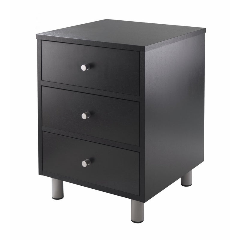 Winsome Daniel Accent Table with 3-Drawer, Black Finish