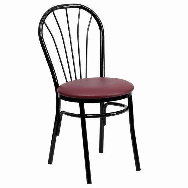 Flash Furniture HERCULES Series Fan Back Metal Chair - Burgundy Vinyl Seat