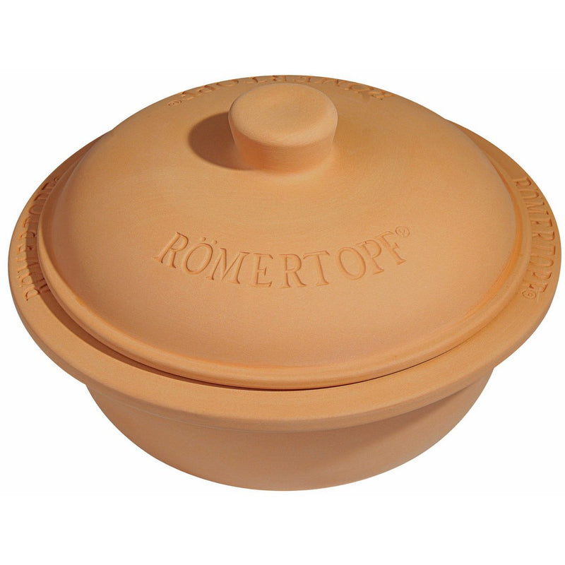Romertopf by Reston Lloyd Natural Glazed Clay Cooker, Round Casserole, 4-Quart
