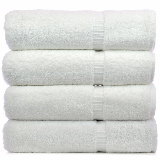 Luxury Hotel & Spa Bath Towel 100% Genuine Turkish Cotton, 27" x 54" ,Set of 4,White