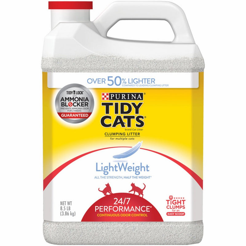 Purina Tidy Cats LightWeight 24/7 Performance for Multiple Cats Clumping Cat Litter - 8.5 Pound Jugs, 2 pack