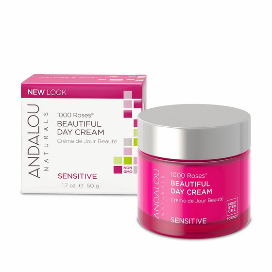 Andalou Naturals 1000 Roses Beautiful Day Cream, 1.7 Ounce, For Sensitive, Dry, Delicate or Easily Irritated Skin, Soothes & Calms