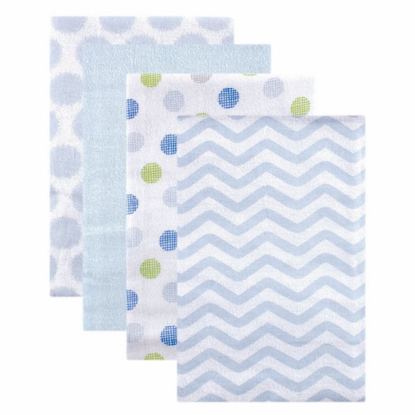 Luvable Friends Flannel Receiving Blankets, Blue Dots, 4 Count