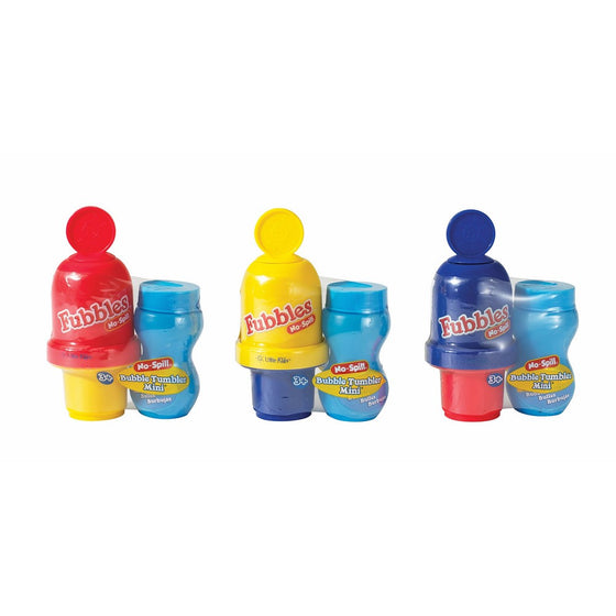 Little Kids Fubbles No Spill Bubble Tumbler Mini 3 Pack Party Favor Set, Includes 2oz of bubble solution and a wand per bottle (assorted colors)