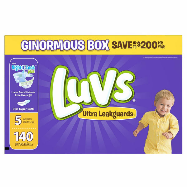 Luvs Ultra Leakguards Disposable Diapers Size 5, 140 Count, ONE MONTH SUPPLY