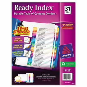 Avery Ready Index Table of Contents Dividers, 31-Tab, Multi-Color, 1 Set (11129)