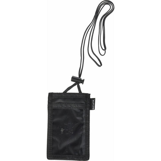 Black VERTICAL ID Neck Pouch With Adjustable Lanyard