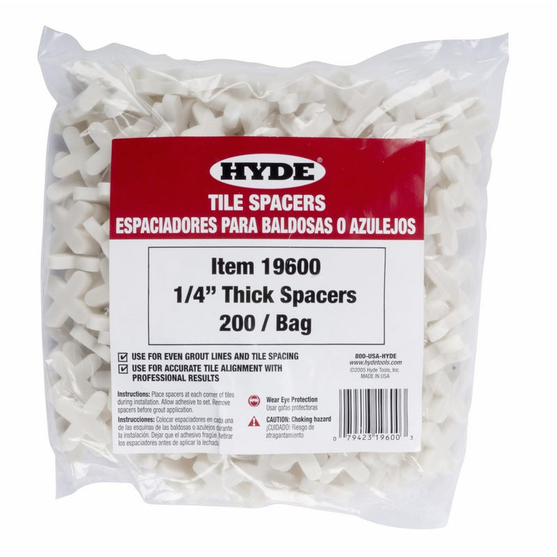 Hyde Tools 19600 1/4-Inch Thick Tile Spacers, 200 Per Bag