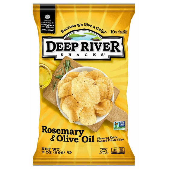 Deep River Snacks Rosemary & Olive Oil Kettle Cooked Potato Chips, 2-Ounce (Pack of 24)