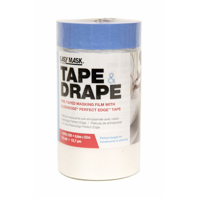 Easy Mask Tape & Drape Pre-Tape Masking Film 1.97 x 72 feet with 14 day PerfectEdge Tape